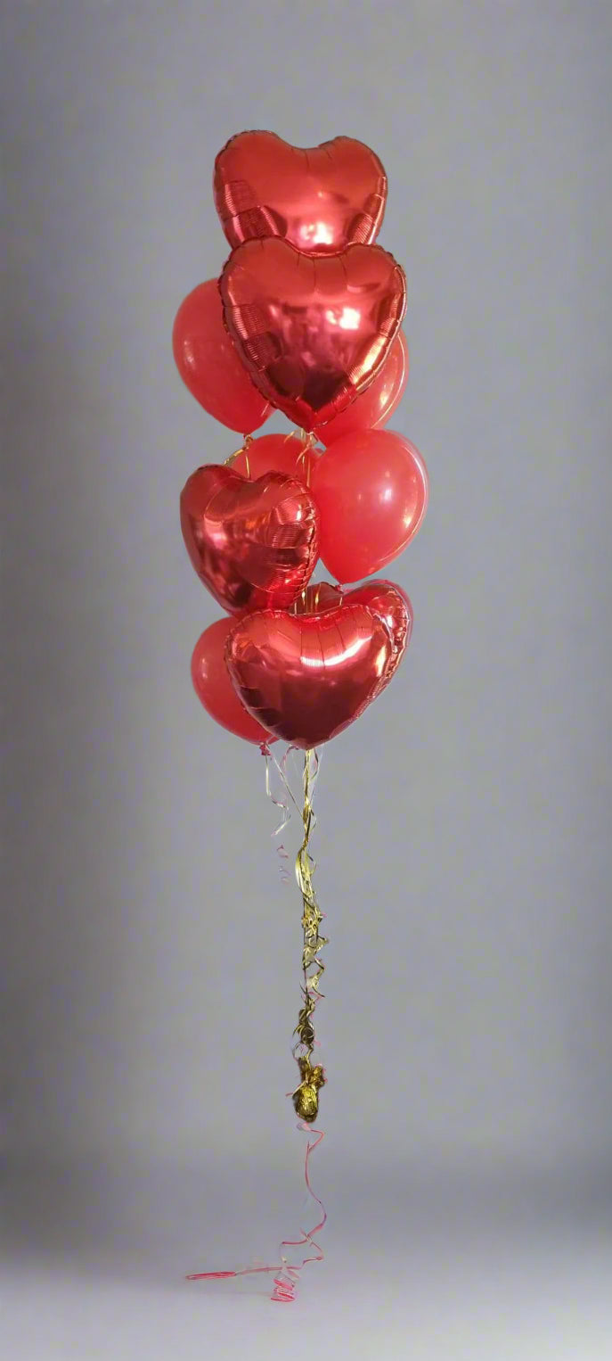 Red Love Hearts Balloon Bouquet Romantic Valentines Day Delivered Melbourne