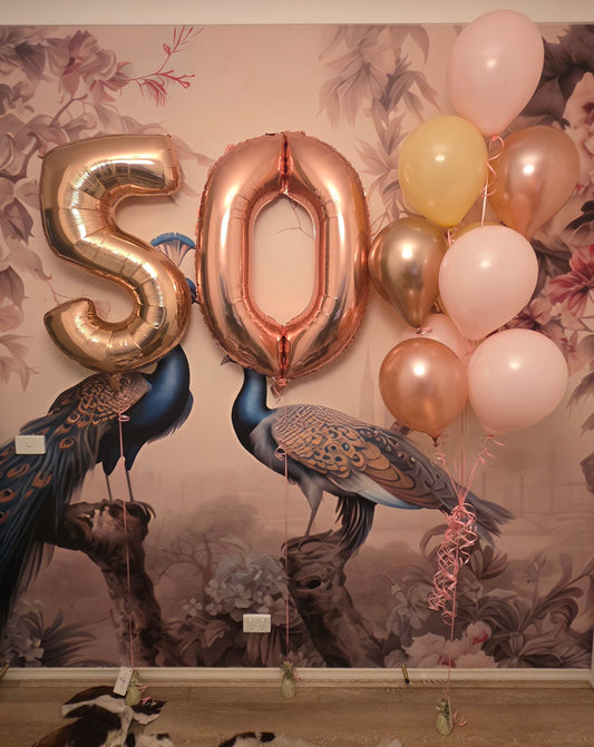 Blush Pink & Rose Gold 50th Birthday Balloons | Collins Street | Melbourne
