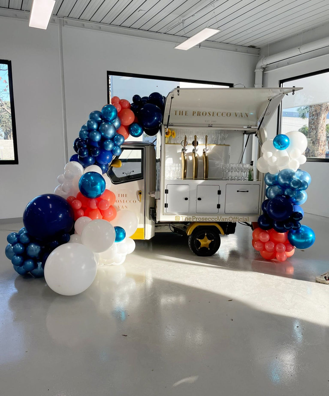 Prosecco Van Cart Balloon Garland Melbourne Corporate Event Decoration