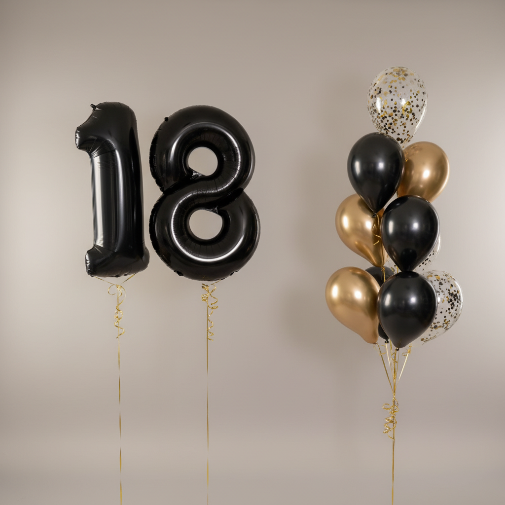 Studio background - Black and Gold Numbered Balloons 18