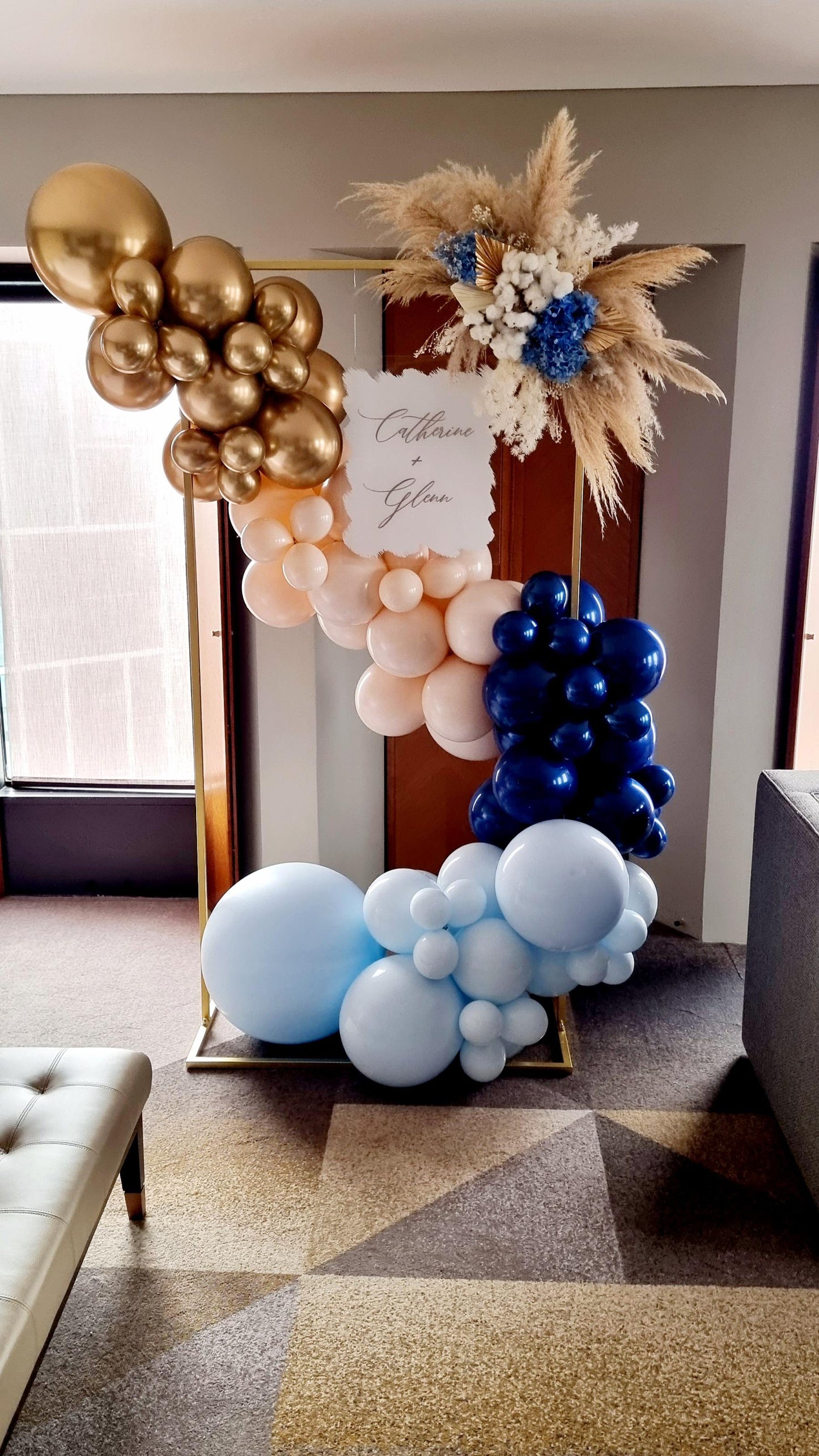 Blue and Gold DIY Balloon Garland Kit Medium