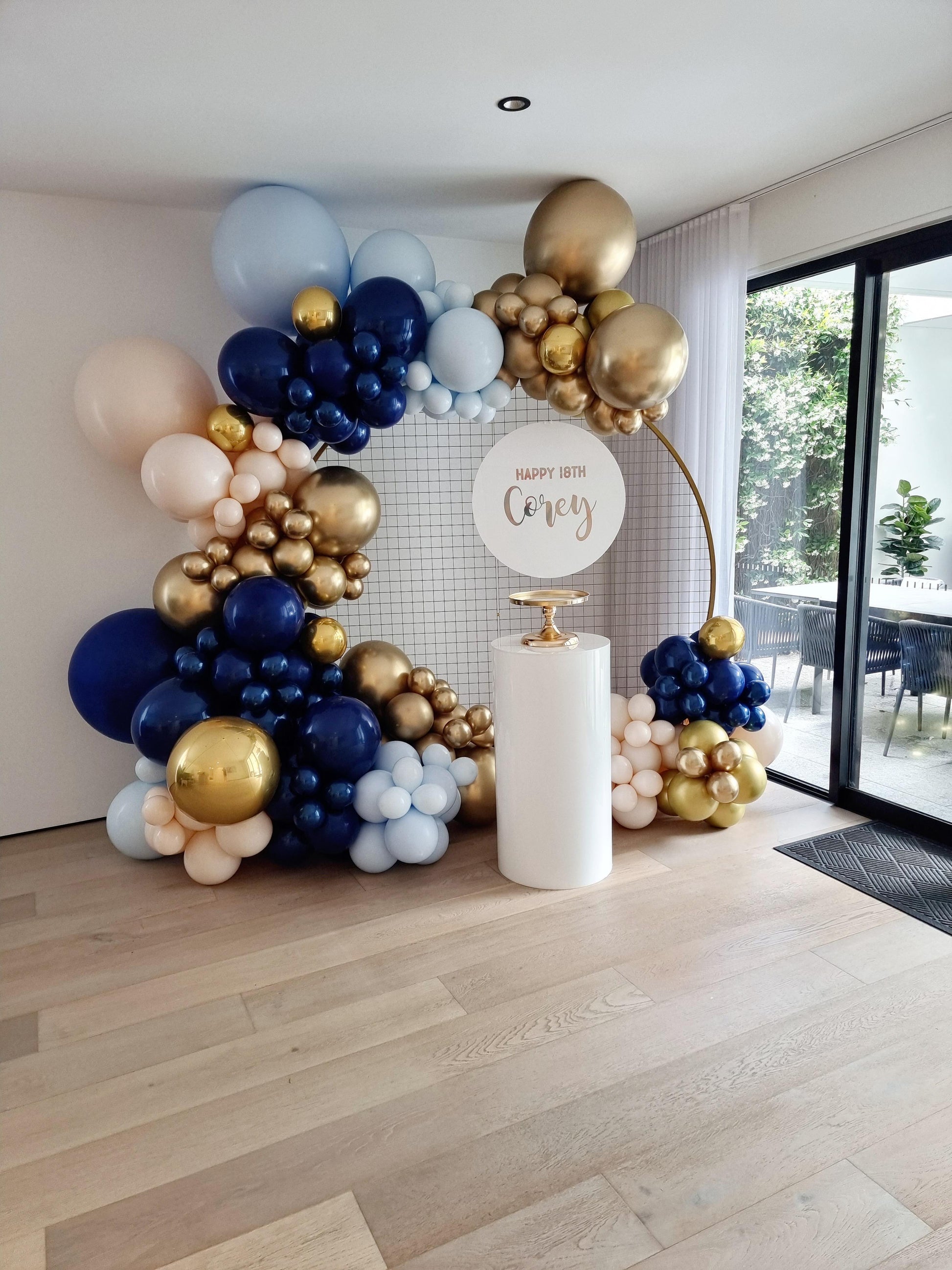 Blue and Gold diy Balloon Garland Kit Large