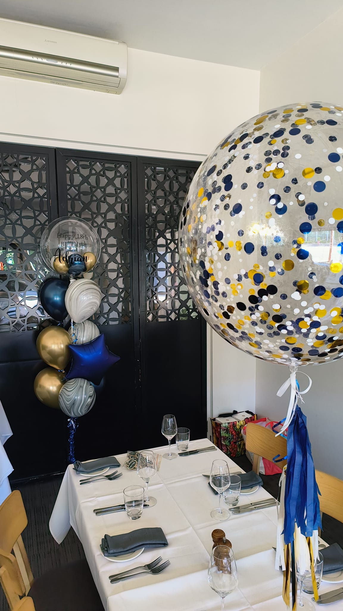 DiPalmas Kew Melbourne Birthday Celebration Personalised Blue Gold and Agate
