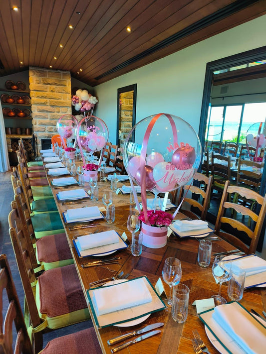 Donovans St Kilda Beach Pink Personalised Balloon Baskets