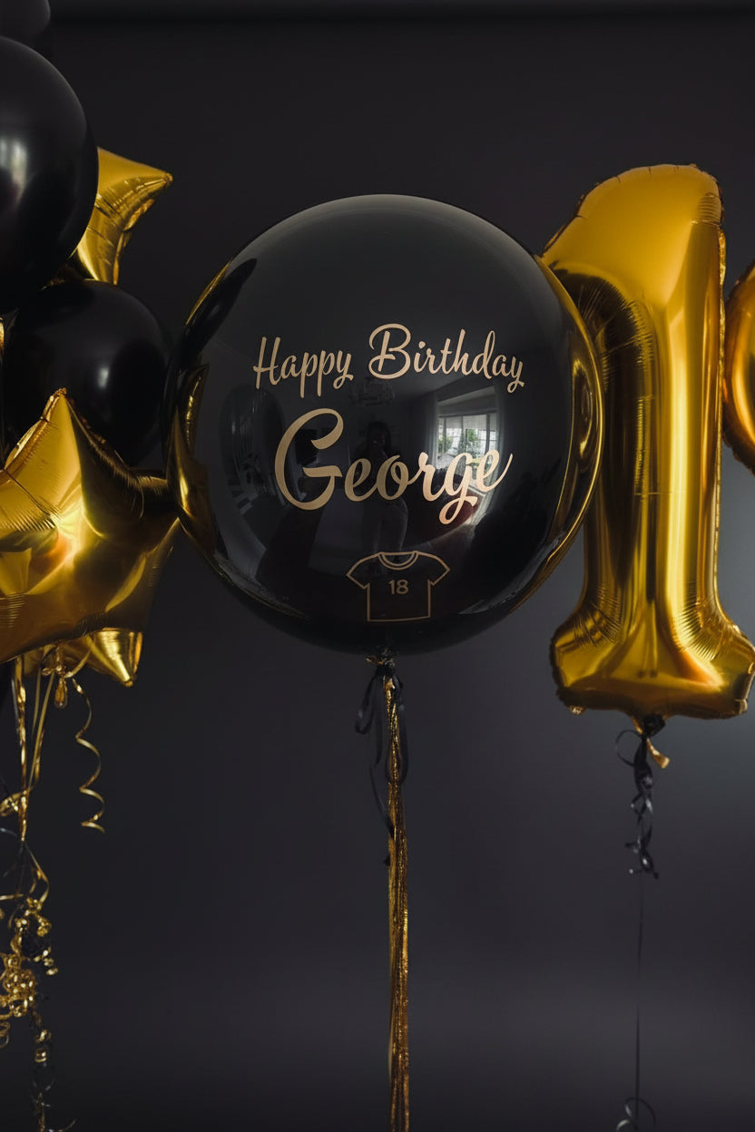Black & Gold 19th Birthday Balloon Bouquet – Melbourne