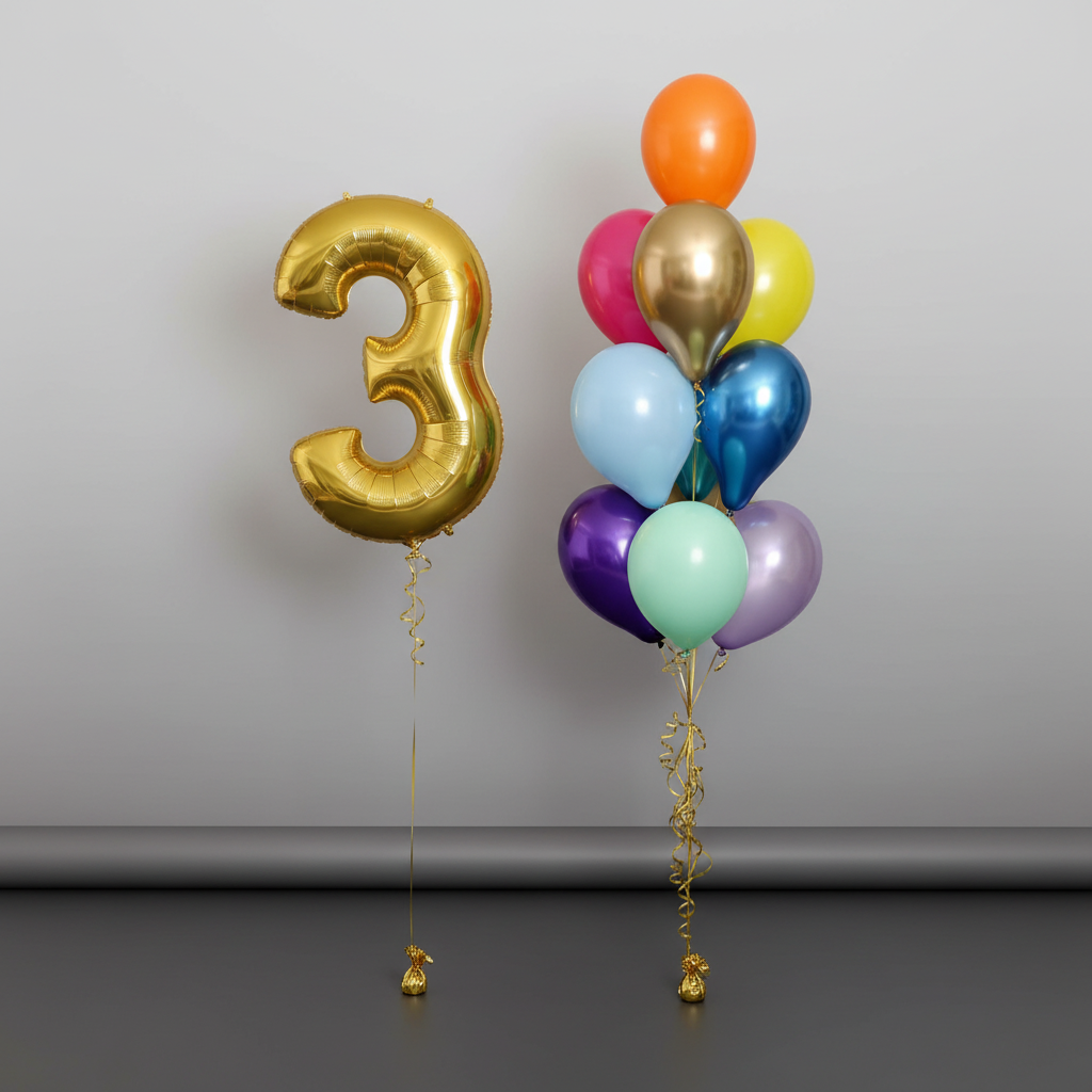 Ramo de globos numerados (lleno de helio)
