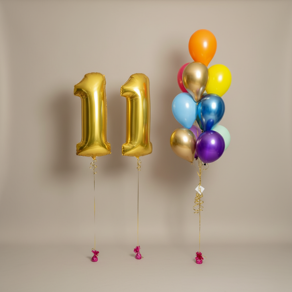 Ramo de globos numerados (lleno de helio)