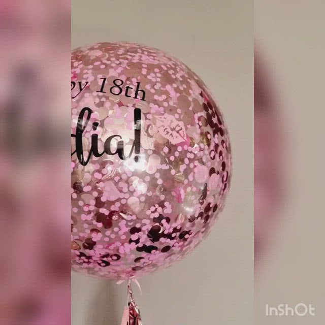 Rose Gold Pink Personalised Bubble Balloon Confetti Melbourne Delivered