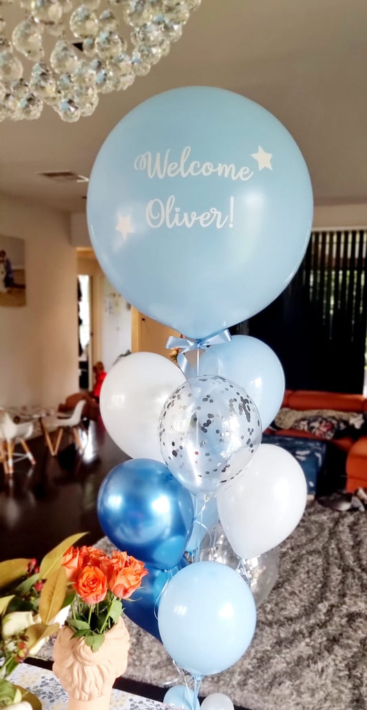 Baby Blue Jumbo Balloon Bouquet Melbourne Delivered