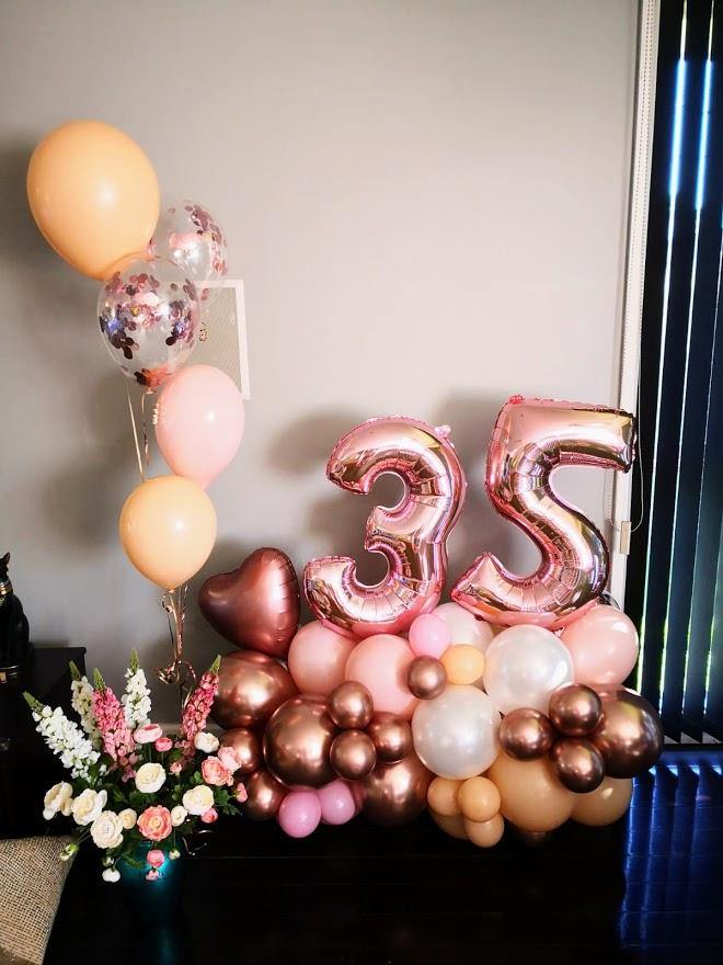 Rose Gold Pink Balloon Bouquet Numbered Helium Melbourne 