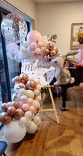 Load image into Gallery viewer, Balloon Easel Display Melbourne Monique Turns 1 Pink White Gold Bunny
