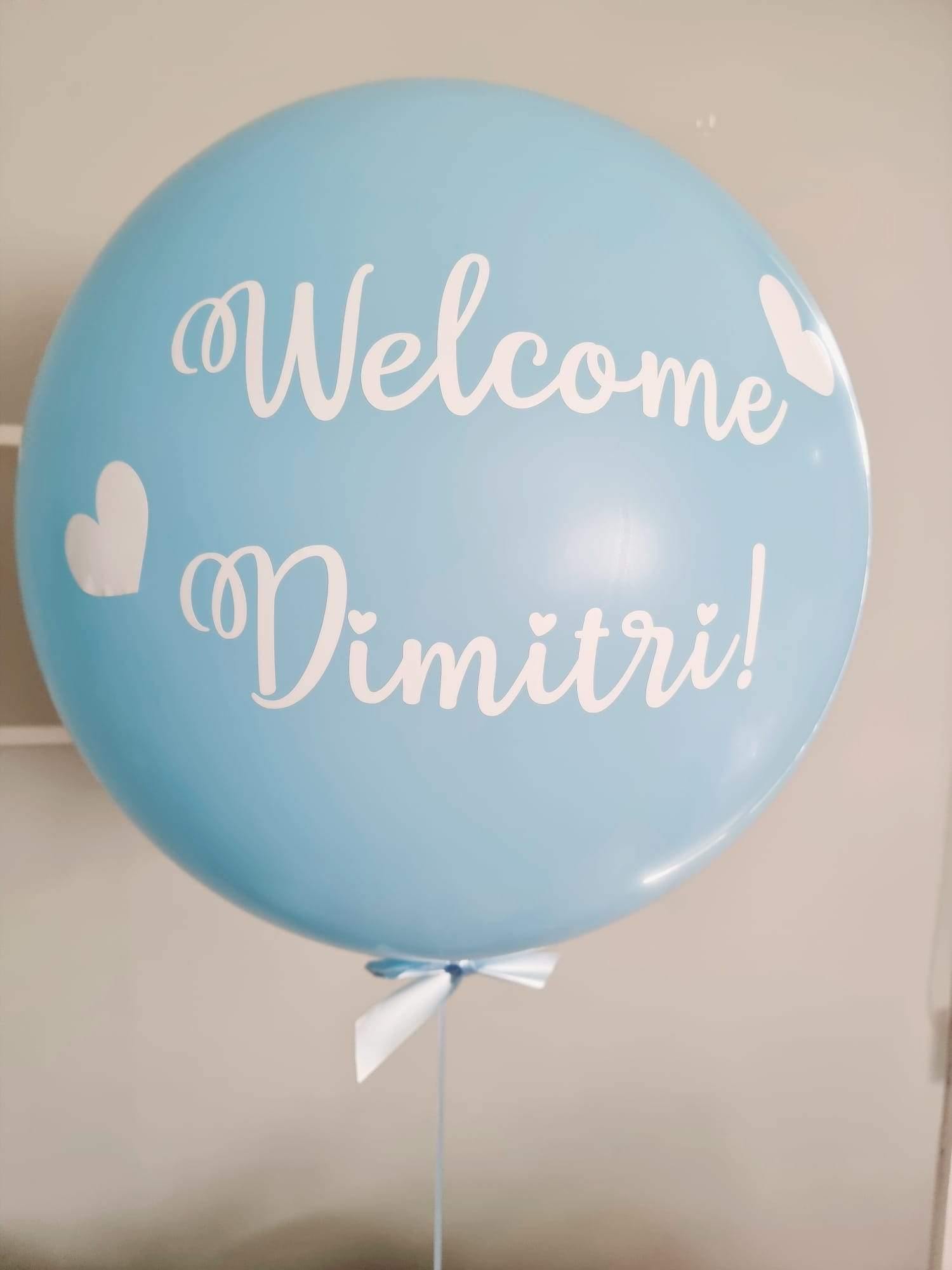 Blue Beige Gold Balloon Marquee Bouquet Personalised Jumbo Balloon Melbourne Delivered
