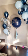 Load image into Gallery viewer, Blue Navy Silver Personalised Jumbo Balloon Bouquet Garland Melbourne Delivered Mazel Tov
