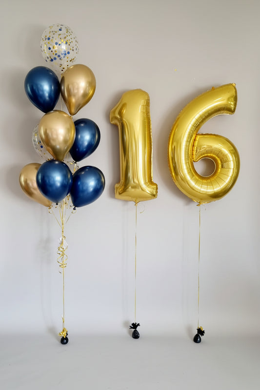 Blue Gold Balloon Number Balloon Delivered Melbourne