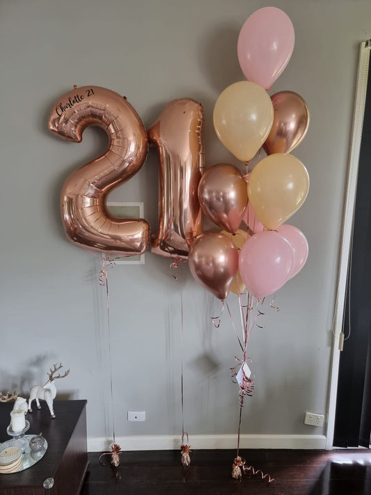 Blush, Pink & Rose Gold Balloon Bouquet with Number Balloon(s) (helium-filled)