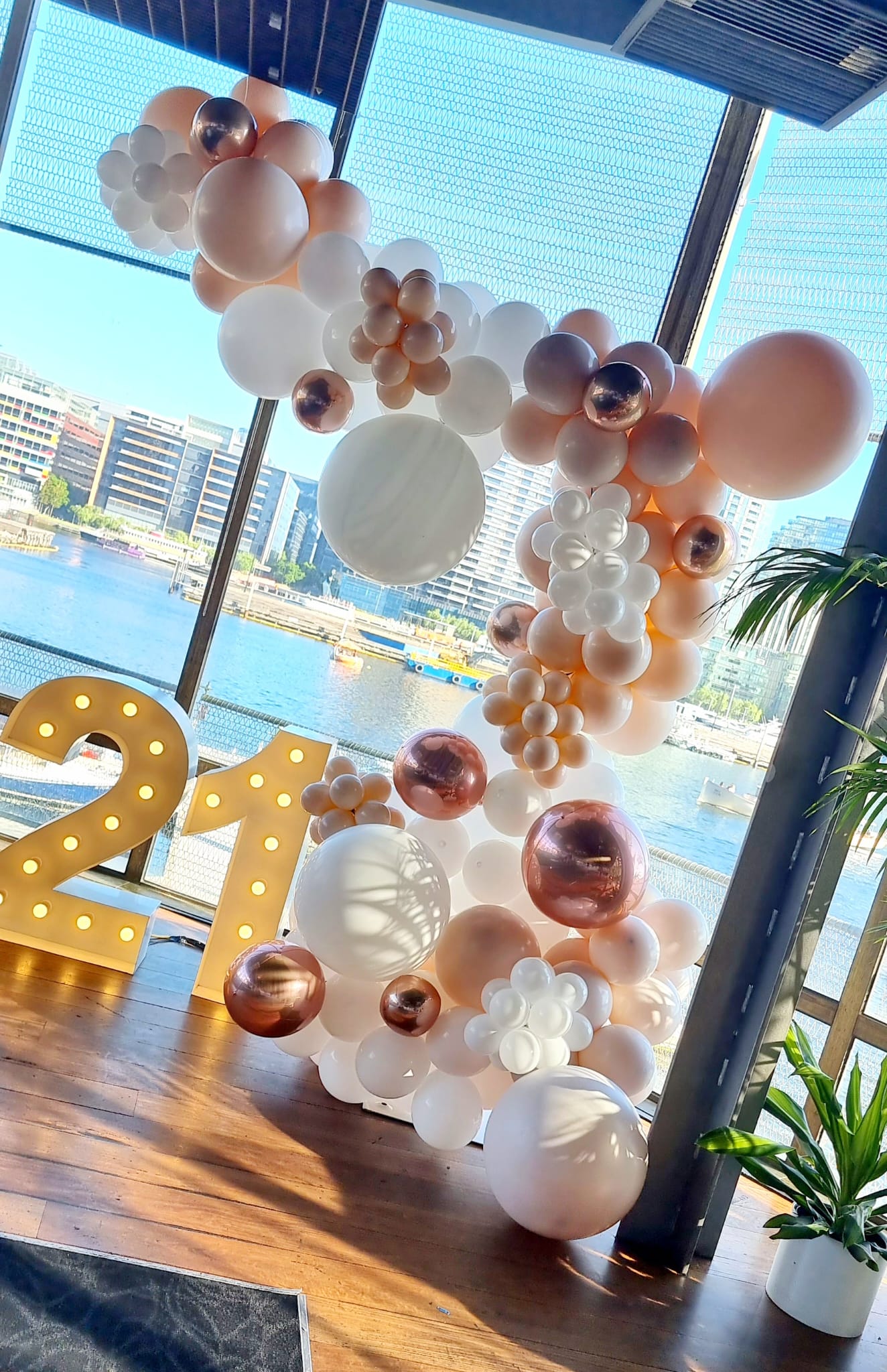 Blush and white balloon Garland All Smiles Docklands 