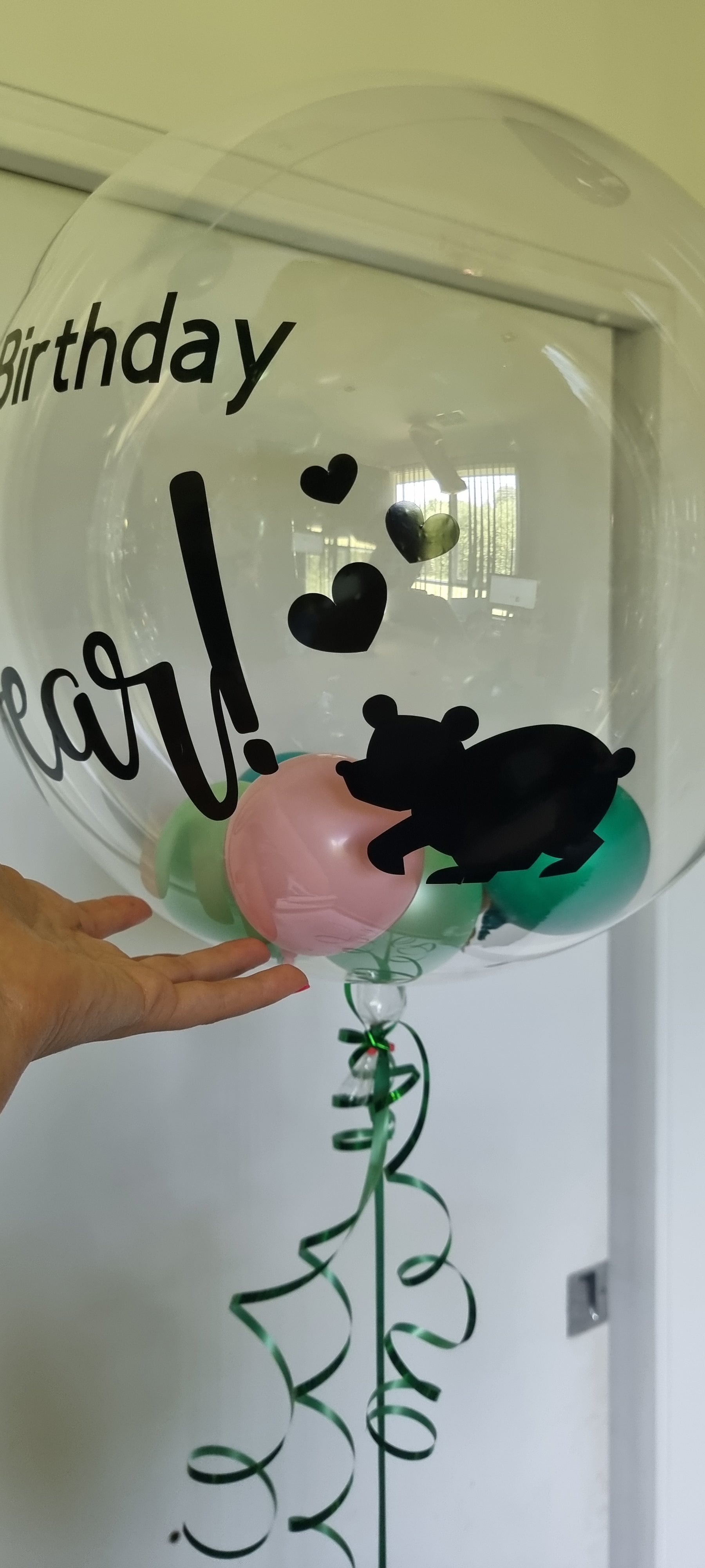 Bubble balloon with a personalised bear melbourne