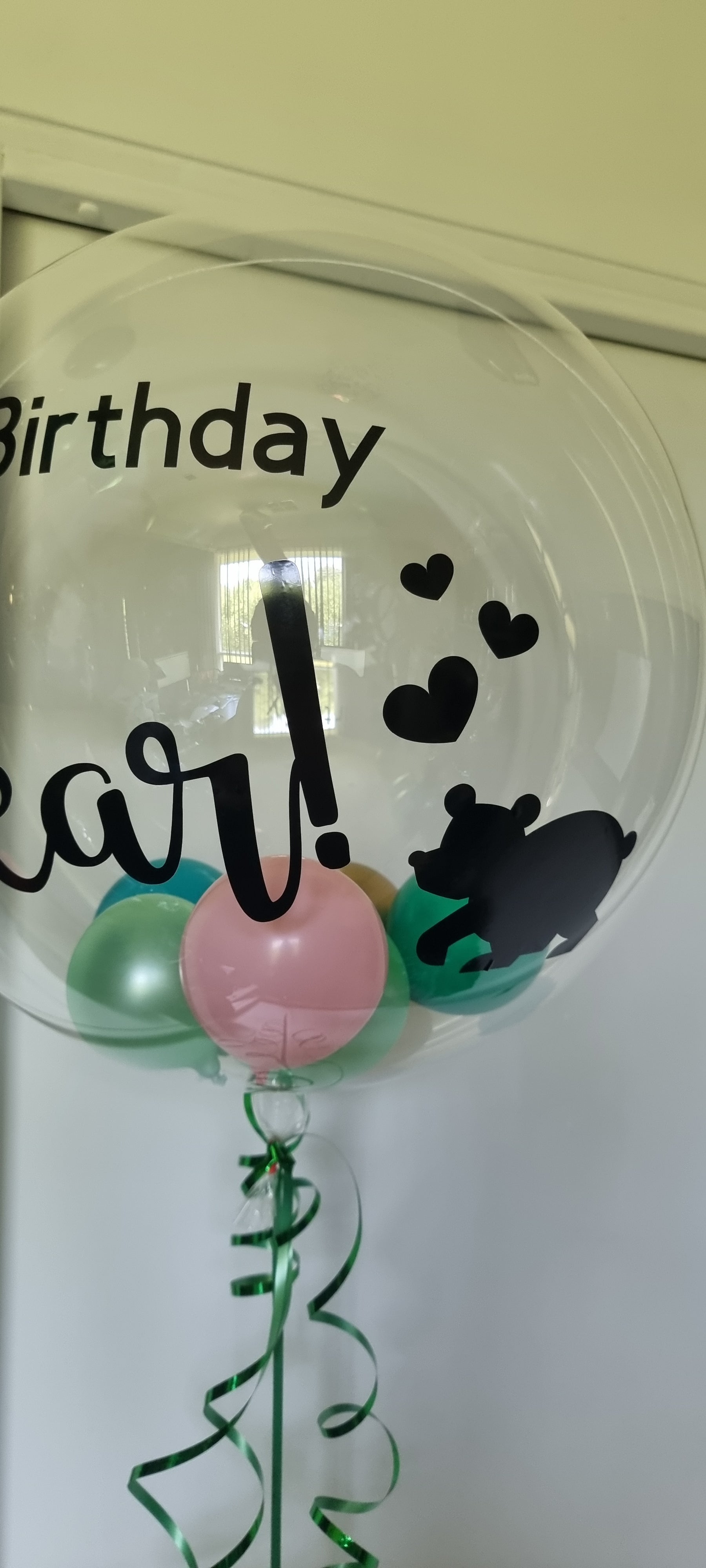 Bubble balloon with a personalised bear Moorabbin
