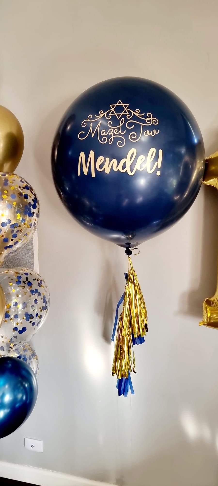 Dark Blue & Gold Personalised Jumbo Balloon Bouquet with Numbers MORE COLOURS