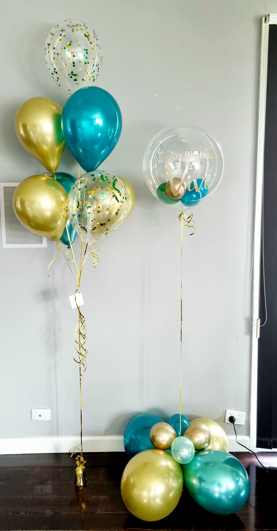 Green and gold balloons personalised bentleigh