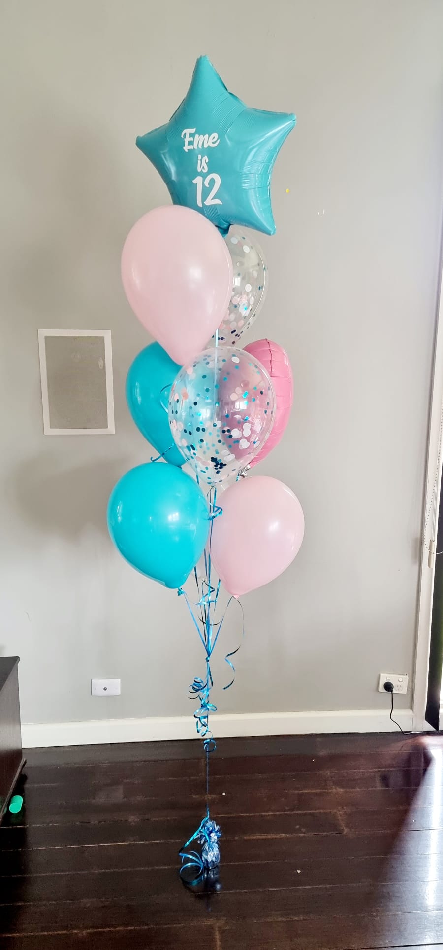 Aqua & Pink Balloon Bouquet (helium-filled)