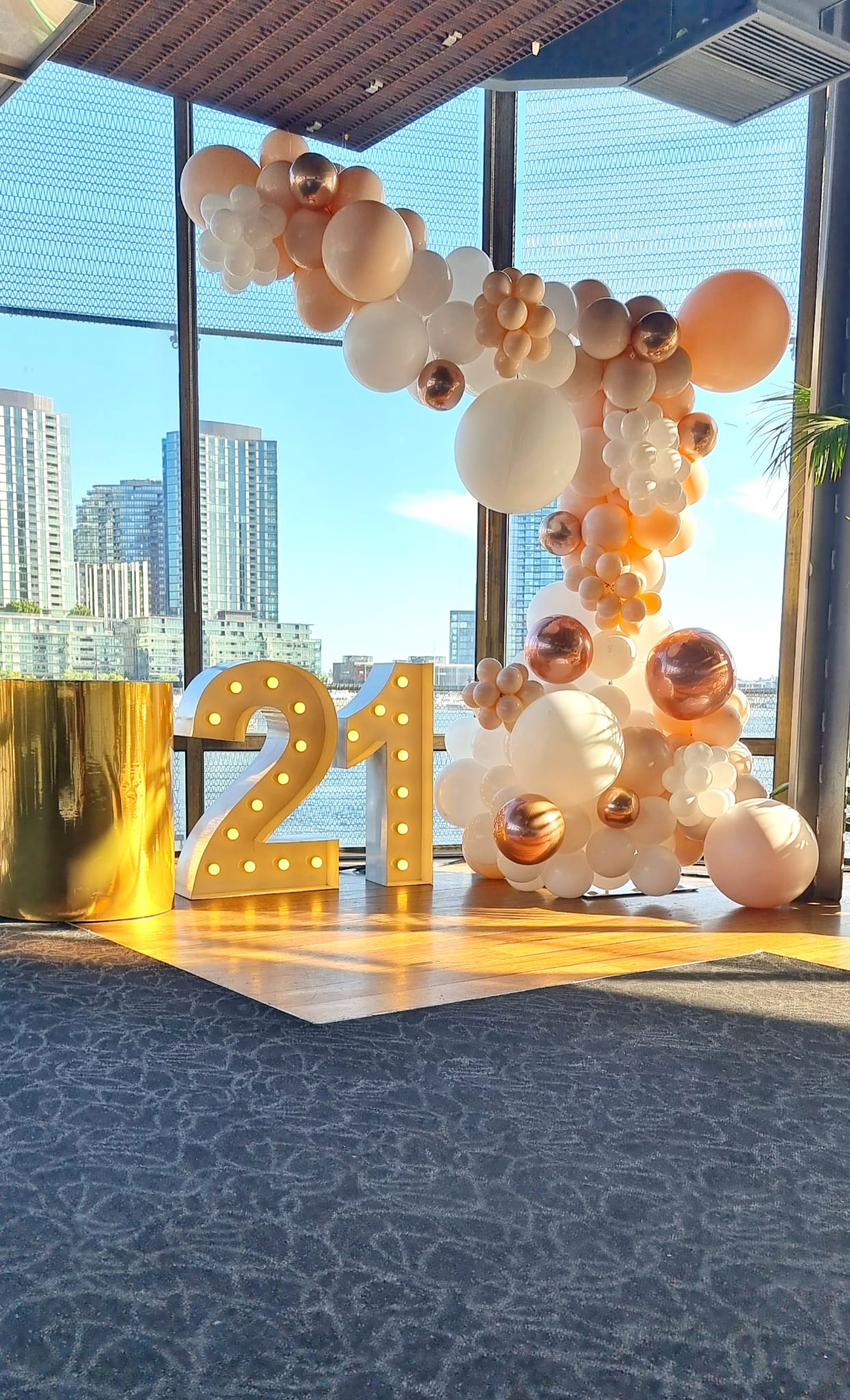 White, Blush & Gold Balloon Garland - All Smiles Docklands