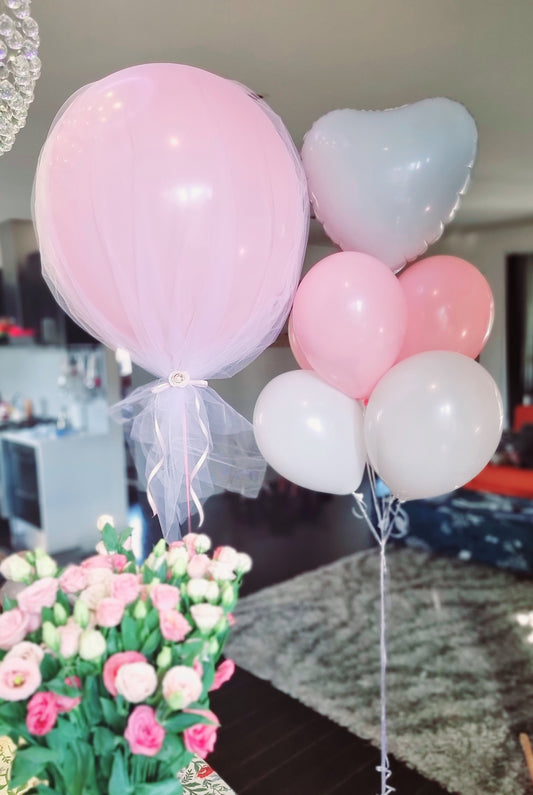 Love Heart Pink Jumbo Helium Balloon Bouquet Melbourne Delivered