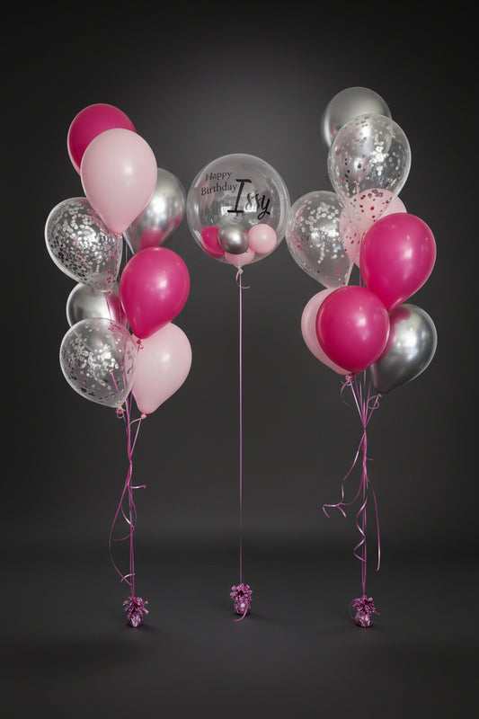 Personalised Pink Bubble Balloon Bouquet XL Delivered Melbourne