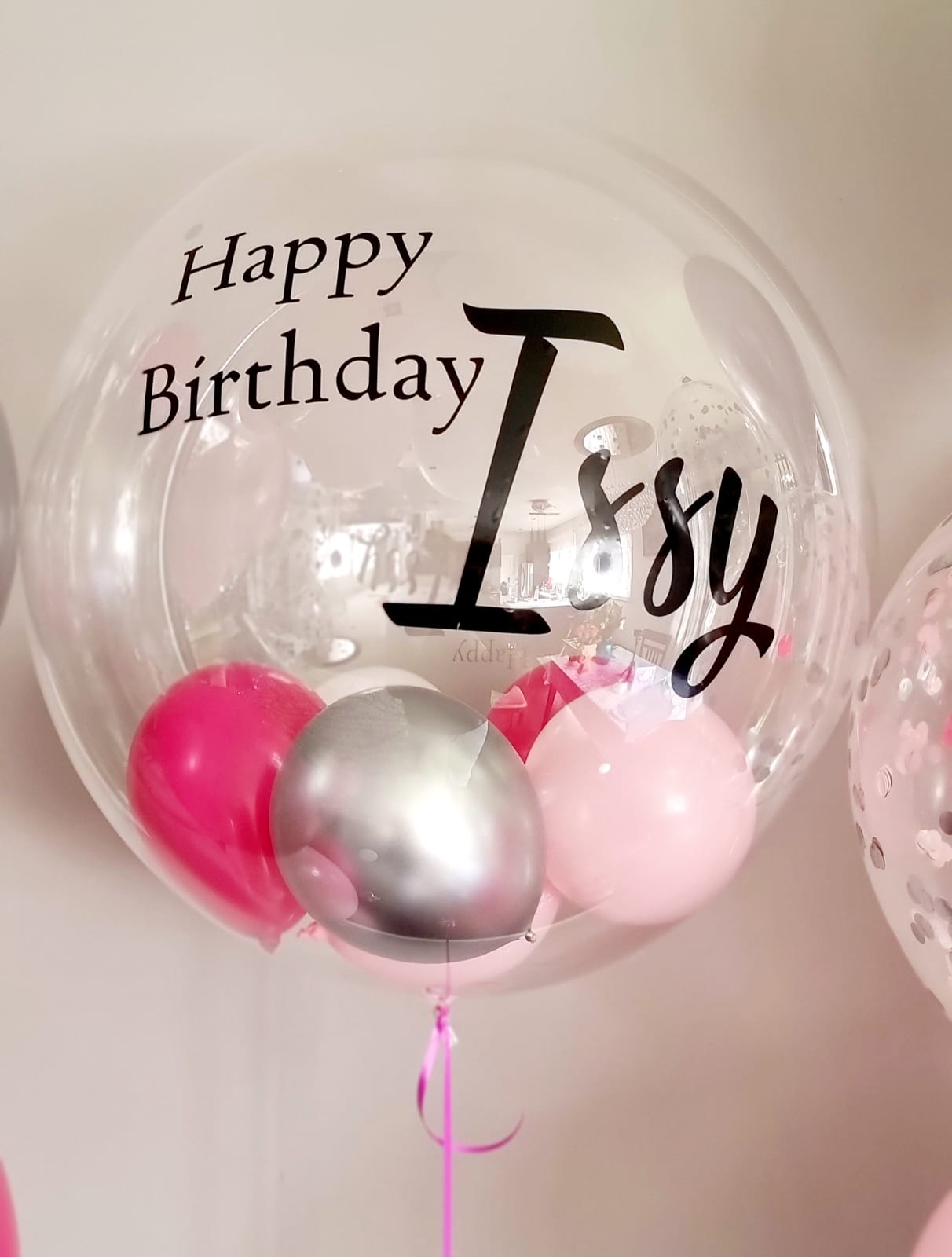 Personalised Pink Bubble Balloon Bouquet XL Delivered Melbourne
