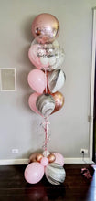 Load image into Gallery viewer, Personalised Rose Gold, Pink &amp; Agate Bubble Balloon Bouquet Melbourne Delivered 
