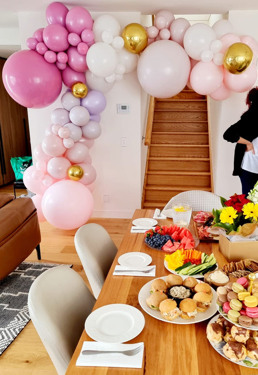 Pink Gold White Baby Shower Balloon Garland Delivered Melbourne