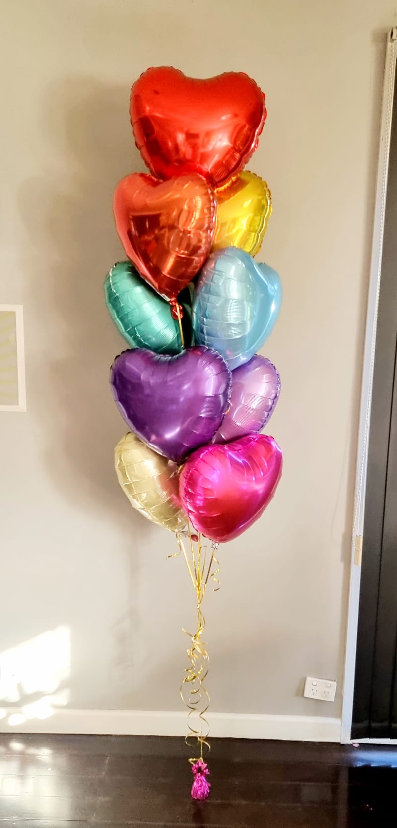 Rainbow Love Hearts Balloon Bouquet Delivered Melbourne
