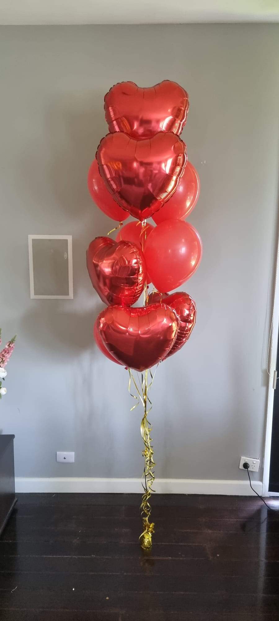 Red Love Hearts Balloon Bouquet Romantic Valentines Day Delivered Melbourne