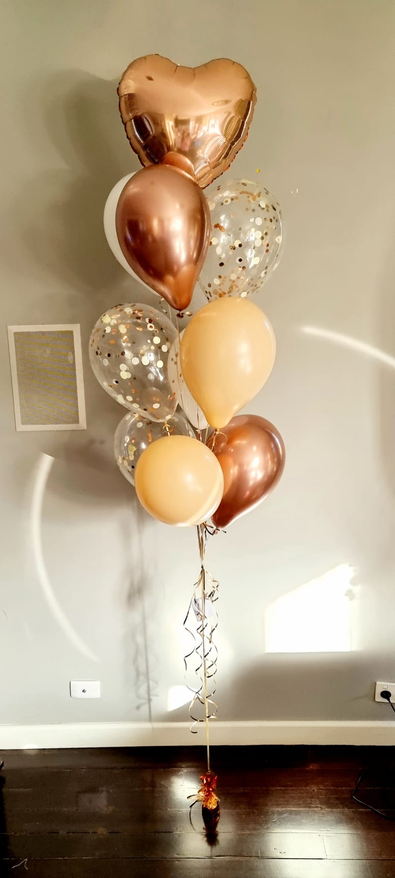 Sweetheart Rose Gold Blush Balloon Bouquet Delivered Melbourne
