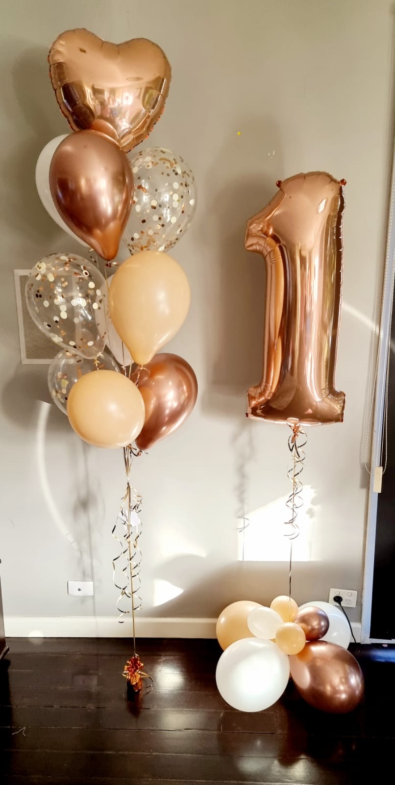 Rose Gold Blush Number Balloon Bouquet Delivered