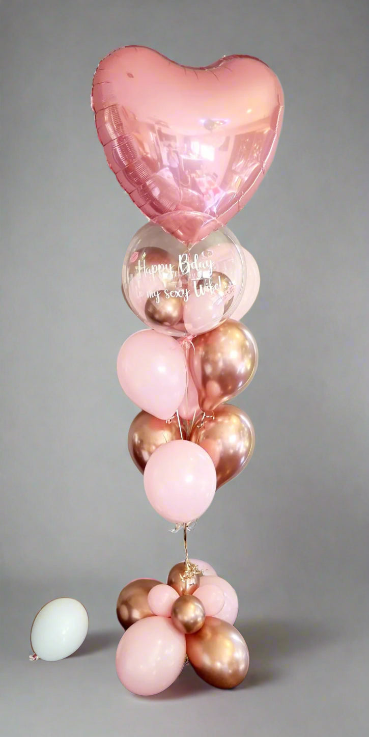 Sweetheart Balloon Bouquet Rose Gold Pink Delivered Melbourne