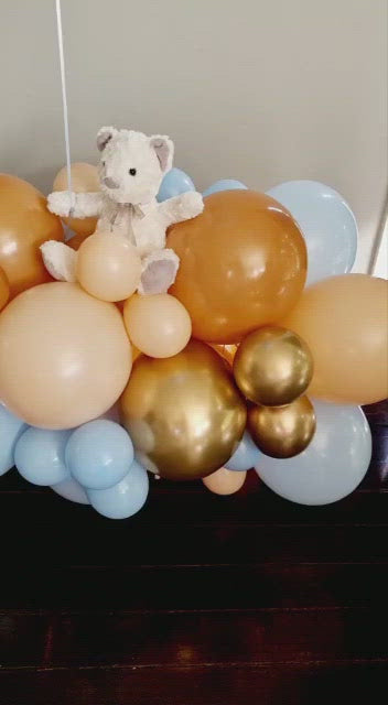 Blue Beige Gold Balloon Marquee Bouquet Personalised Jumbo Balloon Melbourne Delivered